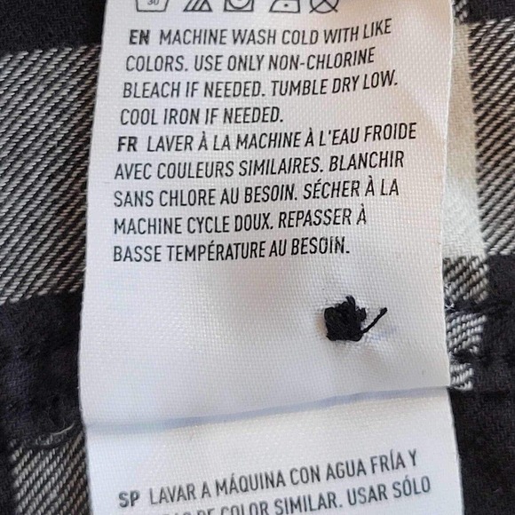 American Eagle AE Plaid Flannel Shirt Long Sleeve Button Up Black LS Soft - Picture 11 of 12